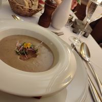 Pilzsuppe mit Tofu-Schinken-Chips at Heck-Art in Chemnitz
