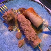 Satay tofu and spring rolls with the sauces on  at Sa Wa Dee - Bar Playa del Inglés  in Gran Canaria