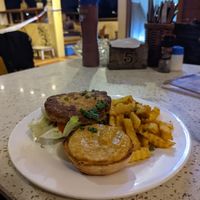 Tofu burger at Karmer Traders Hostel in Kampot