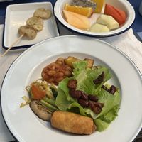 Vegan choices from breakfast buffet line (sauteed potatoes are not vegan, they contain butter)  at Somying's Kitchen in Pak Chong