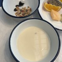 Soy Milk, muesli, fruits (at breakfast)  at Somying's Kitchen in Pak Chong