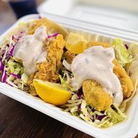 Fish tacos, nice and crispy  #Veganuary at Healthy Junk in Anaheim