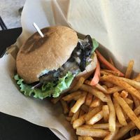Portobello burger at Healthy Junk in Anaheim