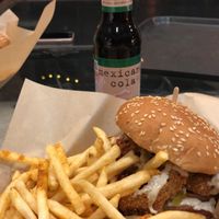 Mexican burger and fries  at Healthy Junk in Anaheim