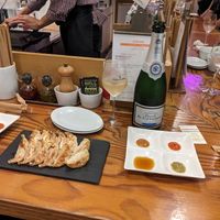 Many sauces! at Champagne & Gyoza Bar - Osaka Kitashinchi  in Osaka