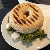 Bagel with vegan feta #Veganuary at Coffee Fellows in Wiesbaden