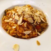 Risotto de verduras y almendras at El Laurel in Salamanca