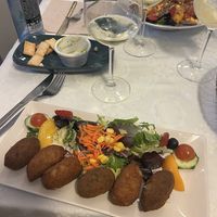 Veggie croquettes. The avocado dip is complementary   at El Laurel in Salamanca