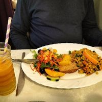 Tofu with orange rice at El Laurel in Salamanca