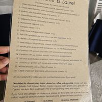 Menu at El Laurel in Salamanca