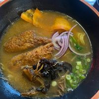 Vegan soy chunks in the ramen at Chakramen  in Padua