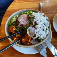 Rice noodle bowl   at Heirloom in Vancouver