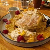 Vegan buttermilk waffles at Heirloom in Vancouver