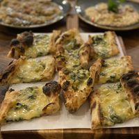 Spinach, leek and vegan cheese pide   at Turkish Stonebakers in Wellesbourne