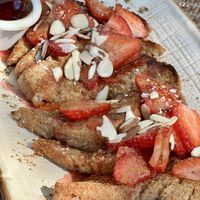 Vegan option(VO) French Toastt  at Rainbow Restaurant in Fort Collins