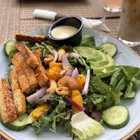 Mandarin salad with tempeh  at Rainbow Restaurant in Fort Collins