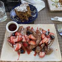 Vegan French toast and coffee cake  at Rainbow Restaurant in Fort Collins