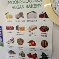 Vegan poster at Moonggoojeom Vegan Bakery in Busan