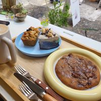 Yummy sweets with a nice view at Moonggoojeom Vegan Bakery in Busan