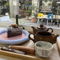 Earl grey cake  at Moonggoojeom Vegan Bakery in Busan