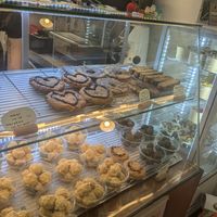 Dessert display at Moonggoojeom Vegan Bakery in Busan