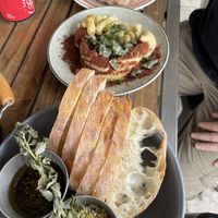 The two vegan entrees - Hummus and Dukkah.  I also had the vegan main but forgot to take a photo.  at Prairie Hotel & Outback Lodge in Parachilna