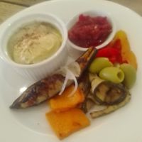 Vegan antipasti plate. The chutney pictured is bush tomato and is NOT vegan (contains fish) but they replaced with a vegan alternative once we pointed it out! at Prairie Hotel & Outback Lodge in Parachilna