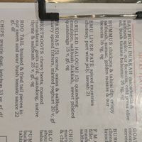 Starter section of the menu (they have vegan mains too) at Prairie Hotel & Outback Lodge in Parachilna