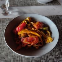 Vegetable tomato pasta (no cheese) at Celajes at Hotel Belmar in Monteverde
