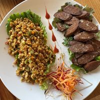 Scrambled tofu & v’sausage   at Vegan House Cafe & Restaurant  in Lalitpur