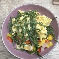 Eigene Kreation: hausgemachte tagliatelle aglio e olio mit Queller   at Bella Ciao in Wittdun