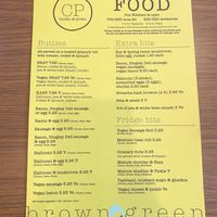 Food menu  at Brown & Green - Crystal Palace station in South East London