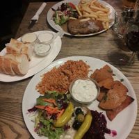 kebap with rice and schnitzel with fries  at Feldstern in Hamburg