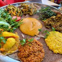 Vegetarian platter for four at Meaza's Place in Frankfurt