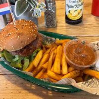 Beyond Burger with Dutch fries. at rembrandt-burger in Berlin