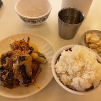 Fried eggplants (small) and rice  at Banpin 반핀 in Busan