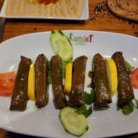 Grape leaves filled with rice and spices. at Rumist in Istanbul