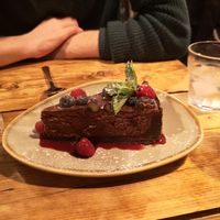 Vegan dark chocolate torte at The Woodyard in Woodbridge