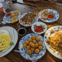 Fully vegan spread at Mambo Beach Resort in Penida Island