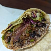 Lentil burrito with black beans, rice, lettuce, red cabbage and pickled red onions.  at Sinz Burritos in Key West