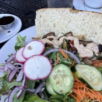 Vegan Philly with delicious saladd  at Davenport Roadhouse in Davenport