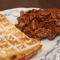 A chocolate rose des sables, 
A homemade sugar waffle at Les Preuves Du Contraire in Bordeaux