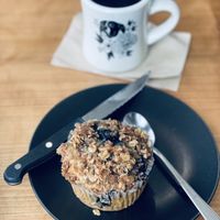 Blueberry muffin and drip coffeee  at Jet Black Coffee Company - Concordia in Portland