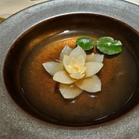 The Barista mushroom broth with onion flower at Curious Table in Taipei