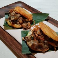 Complimentary course of a blend of mushrooms between crispy pastry at Curious Table in Taipei