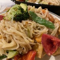 Veggie pad thai (no egg, added tofu for $3 upcharge)  at Vong's Thai Restaurant in Pittsfield