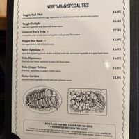 Veg section   at Vong's Thai Restaurant in Pittsfield