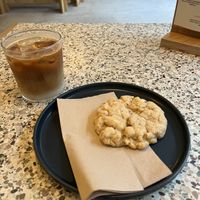 Iced coffee & lemon+almond cookie  at Kuro in Oslo
