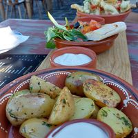 Selection of vegan tapas at Bonjardim Sky Lounge Restaurant in Nesperal
