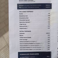 Menu at Pop's Pancakes in Brussels